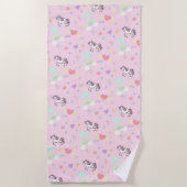 かわいいユニコーン魔法の王女のガーリー誕生日の子供 ビーチタオル (正面)