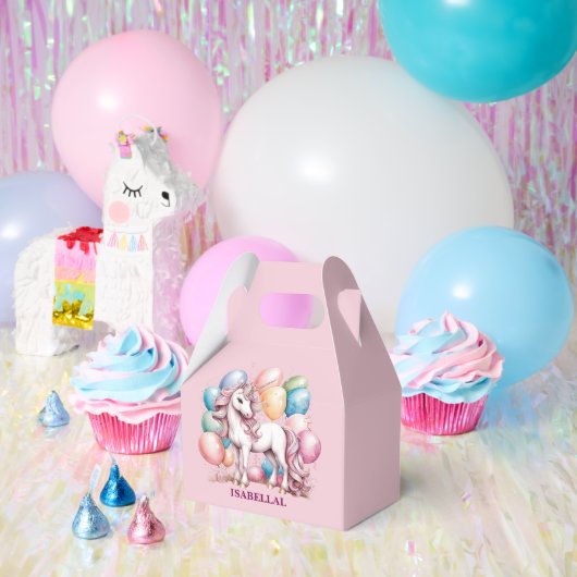 かわいいユニコーン魔法の王女のガーリー誕生日の子供 フェイバーボックス (パーティー)