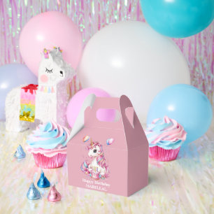 かわいいユニコーン魔法の王女のガーリー誕生日の子供 フェイバーボックス