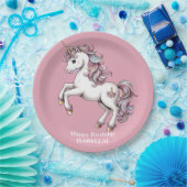 かわいいユニコーン魔法の王女のガーリー誕生日の子供 ペーパープレート (パーティー)