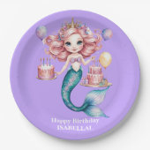 かわいいユニコーン魔法の王女のガーリー誕生日の子供 ペーパープレート (正面)