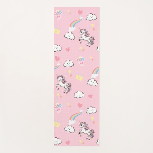 かわいいユニコーン魔法の王女のガーリー誕生日の子供 ヨガマット (正面)