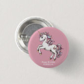 かわいいユニコーン魔法の王女のガーリー誕生日の子供 缶バッジ (正面&裏面)