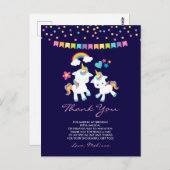 かわいいユニコーン魔法の虹&星ありがとう ポストカード (正面/裏面)