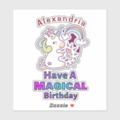 かわいいユニコーン魔法の誕生日パーソナライズ シール (シート)