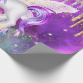 かわいいユニコーン魔法グリッターポニー輝く少女たち ラッピングペーパー (角)