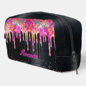 かわいいユニコーン黒グリッター誕生日モノグラムアクセス ドップキット (右コーナー)