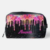 かわいいユニコーン黒グリッター誕生日モノグラムアクセス ドップキット (裏面)