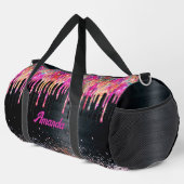 かわいいユニコーン黒グリッター誕生日モノグラムスリング ダッフルバッグ (右コーナー)