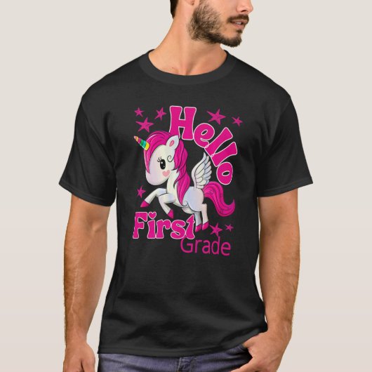 かわいいユニコーン1年生チーム1年生Sに戻る Tシャツ (正面)