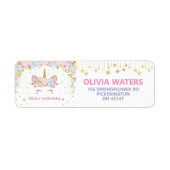 かわいいユニコーン1歳の誕生日パーティー差出人住所 ラベル (正面)