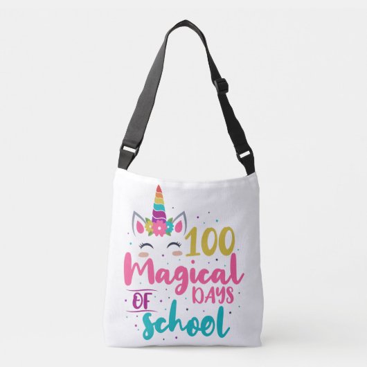 かわいいユニコーン100魔法の学校の日 クロスボディバッグ (正面)