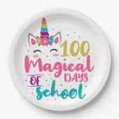 かわいいユニコーン100魔法の学校の日 ペーパープレート (正面)