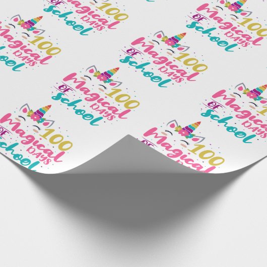 かわいいユニコーン100魔法の学校の日 ラッピングペーパー (角)