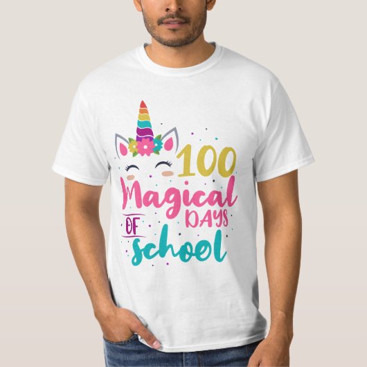 かわいいユニコーン100魔法の学校の日 Tシャツ (正面)