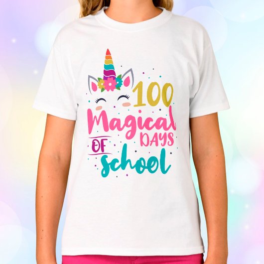 かわいいユニコーン100魔法の学校の日 Tシャツ