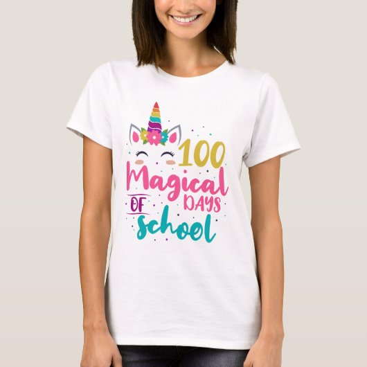かわいいユニコーン100魔法の学校の日 Tシャツ (正面)