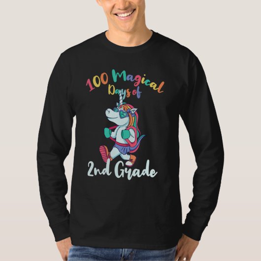 かわいいユニコーン100魔法の日2年生キッズTe Tシャツ (正面)