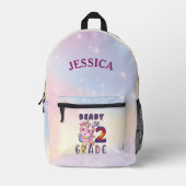 かわいいユニコーン2年生パーソナライズされた名 プリントバックパック (正面)