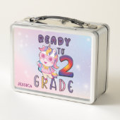 かわいいユニコーン2年生パーソナライズされた名 メタルランチボックス (裏面)