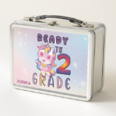 かわいいユニコーン2年生パーソナライズされた名 メタルランチボックス (正面)