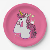 かわいいユニコーン4th誕生日の衣装ギフトTシャツ ペーパープレート (正面)