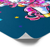 かわいいユニコーン7月の女の子の子の女の子の女性 ポスター (角)