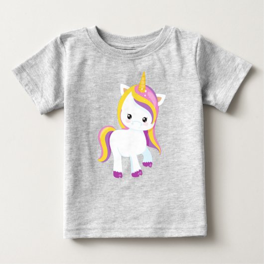 かわいいユニコーン,かわいいユニコーン,リトルユニコーン ベビーTシャツ (正面)