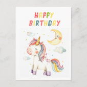 かわいいユニコーン カラフル ハッピー・バースデー ポストカード (正面)