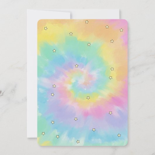 かわいいユニコーン，クラウド，スター絞り染め赤ちゃんシャワー 招待状 (裏面)