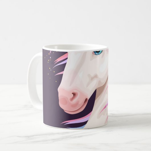 かわいいユニコーン、ゴールデンホーンイラストレーション。 コーヒーマグカップ (正面左)