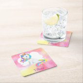 かわいいユニコーン スクエアペーパーコースター (インサイチュ)