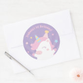 かわいいユニコーン&スターズガールズ誕生日シール ラウンドシール (封筒)