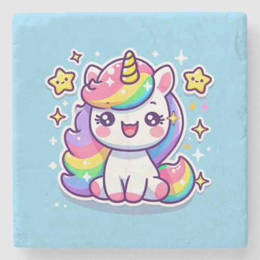 かわいいユニコーン ストーンコースター (正面)