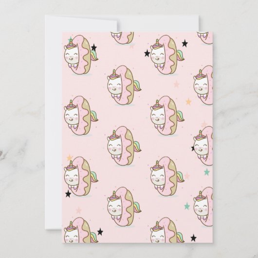 かわいいユニコーン，ドーナツ赤ちゃんシャワー 招待状 (裏面)