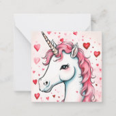 かわいいユニコーン・バレンタイン・カード ノートカード (正面)