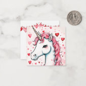 かわいいユニコーン・バレンタイン・カード ノートカード (正面/裏面インサイチュ)