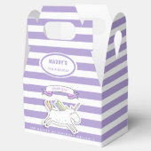 かわいいユニコーン – パープルストライプの子供の誕生日 フェイバーボックス (オープン)