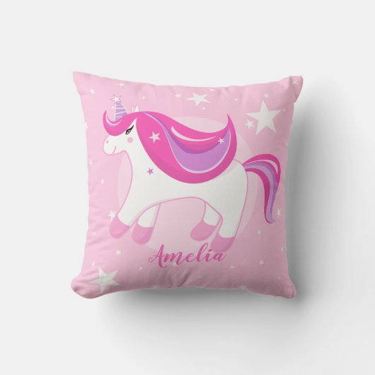 かわいいユニコーン |ピパーソナライズされたンク装飾用クッション🦄 クッション (正面)