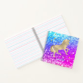 かわいいユニコーン ピンク グリッター レインボー ゴールド モノグラム ノートブック (内部)