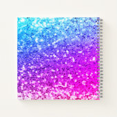 かわいいユニコーン ピンク グリッター レインボー ゴールド モノグラム ノートブック (裏面)