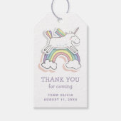 かわいいユニコーン。ベビーガールの虹の誕生感謝してい日よ ギフトタグ (正面)
