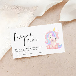 かわいいユニコーン ベビーシャワー おむつラッフルチケット エンクロージャーカード