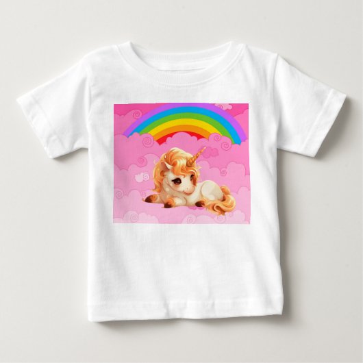 かわいいユニコーン。 ベビーTシャツ (正面)