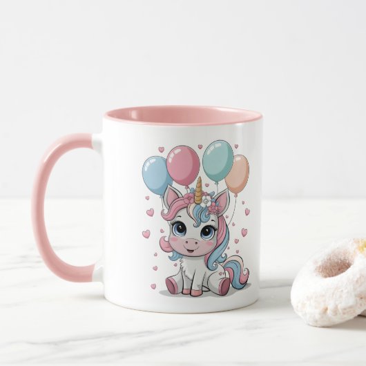 かわいいユニコーン マグカップ (ドーナツ)