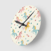 かわいいユニコーン ラウンド壁時計 (傾斜)
