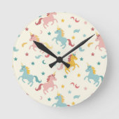 かわいいユニコーン ラウンド壁時計 (正面)