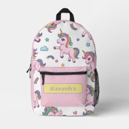 かわいいユニコーン レインボー プリントバックパック