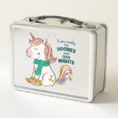 かわいいユニコーン |冬とフード付 メタルランチボックス (裏面)