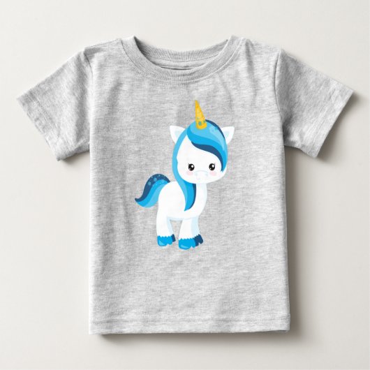 かわいいユニコーン,冬,雪の結晶,魔法ユニコーン ベビーTシャツ (正面)